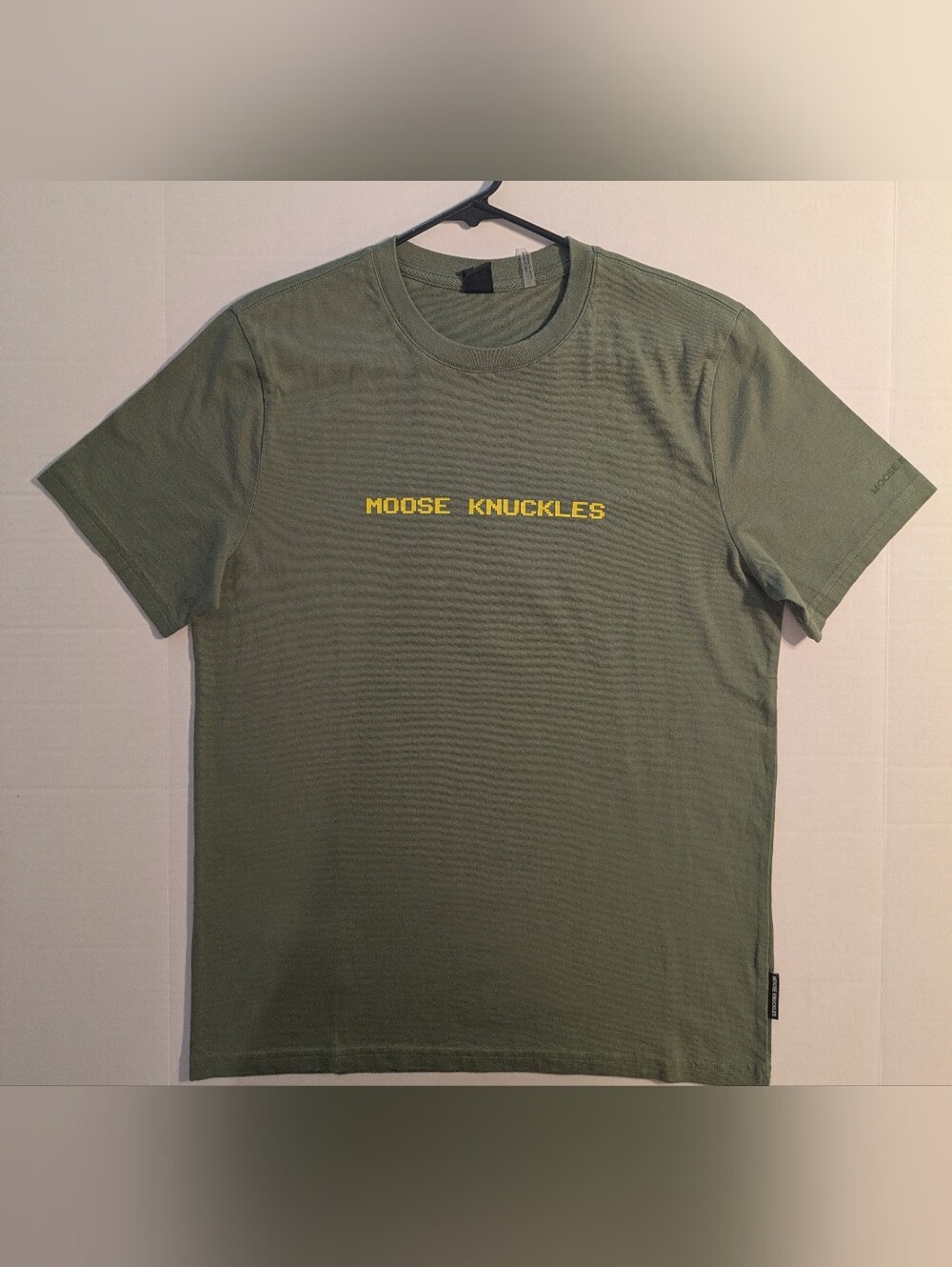 Moose Knuckles Olive Green T-Shirt w/ Yellow Logo- Sm (NWOT)